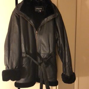 Black leather coat